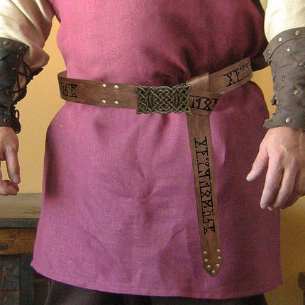 Embossed Faux Leather Belt Costume Buckle Waist Strap Cosplay Accessory Gear