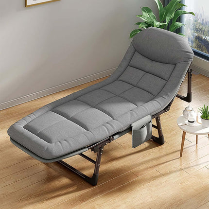 Folding Bed Single Model Dark Grey For Office Nap Camping Travel Midday Rest Use