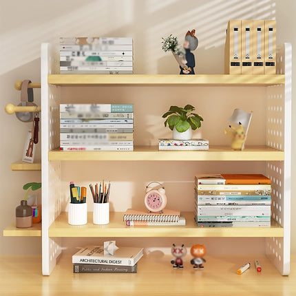 Desktop Bookshelf with Pegboard Hooks 3 Tier Storage Organizer for Office Home