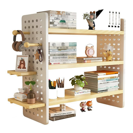 Desktop Bookshelf with Pegboard Hooks 3 Tier Storage Organizer for Office Home