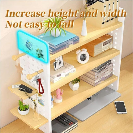 Desktop Bookshelf with Pegboard Hooks 3 Tier Storage Organizer for Office Home