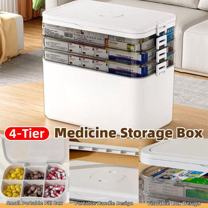 4 Layer Medicine Box Portable Medical Storage Family First Aid Emergency Box