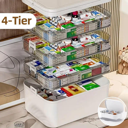 4 Layer Medicine Box Portable Medical Storage Family First Aid Emergency Box