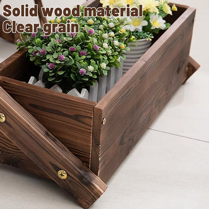 Creative Wagon Style Wooden Flower Pot Planter Box for Garden Patio Display Use
