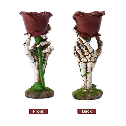Skeleton Hand Rose Candle Holder Decoration Gothic Style Durable Resin Halloween