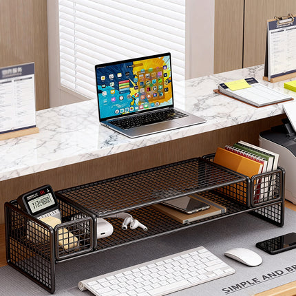 Monitor Laptop Height Riser with Storage Shelf for Home Office Space Saving Use