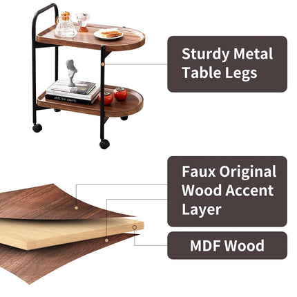 Living Room Sofa Side Table Basic Model Movable Tea Trolley Shelf with Roller