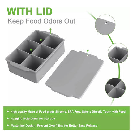 Large Silicone Ice Cube Tray Food Grade Mould for Whiskey Block Maker Kitchen