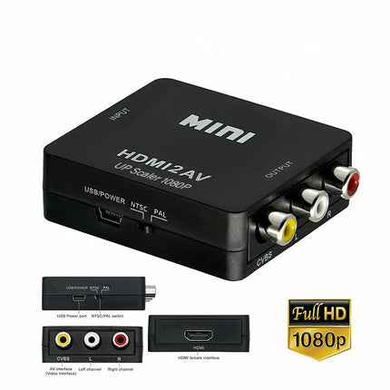 HDMI to RCA Composite AV CVBS 3RCA Video Cable Converter 1080p Downscaling Black