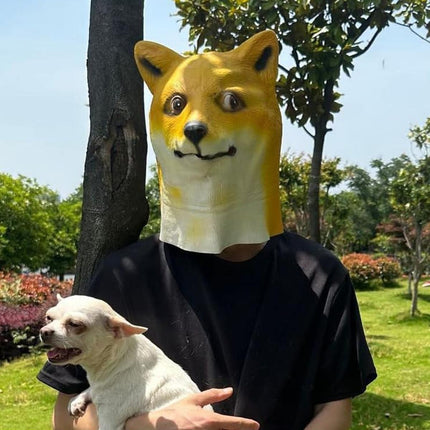 Funny Yellow Dog Animal Headgear Costume Spooky Party Props for Cosplay Fun