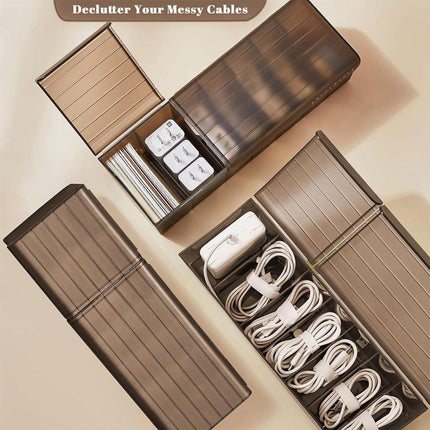 Large Capacity Data Cable Organizer Box With Lid USB Power Charging Cable Box