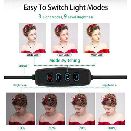 10”LED Dimmable Ring Light with Selfie Tripod for Makeup & Live Streaming