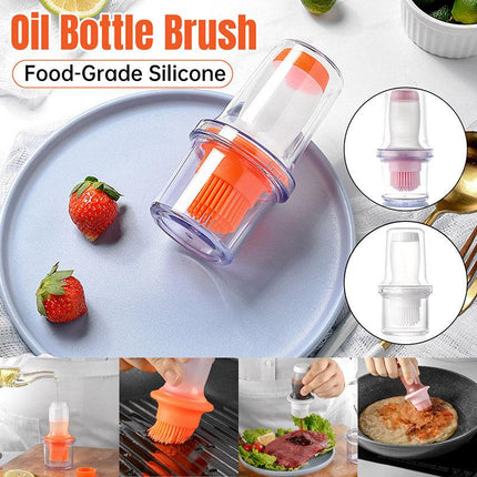 Kitchen Oil Dispenser Brush with Storage Lid Cooking Basting Sauce Tool Set