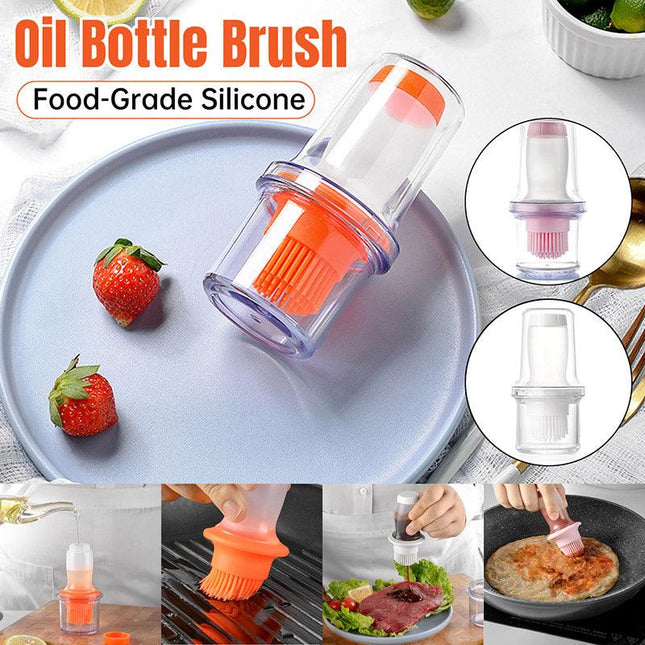 Kitchen Oil Dispenser Brush with Storage Lid Cooking Basting Sauce Tool Set