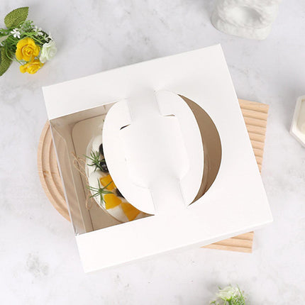50pcs Portable Cake Boxes with Open Window for Birthday Party Cake Packaging
