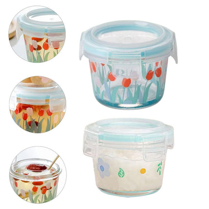 2pcs Glass Food Lunch Box Portable Fresh Seal Storage Container for Meal