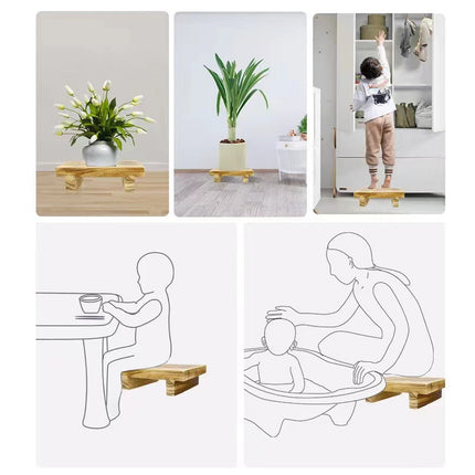 Wooden Bedside Step Stool Indoor Outdoor Mobility Step Stool Portable One Step