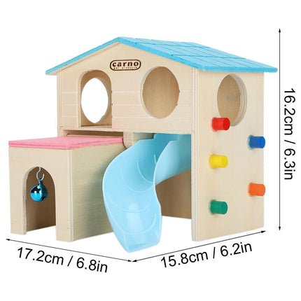Wooden Luxury Hamster Villa Escape House Fun Nest Pet Home for Small Animals