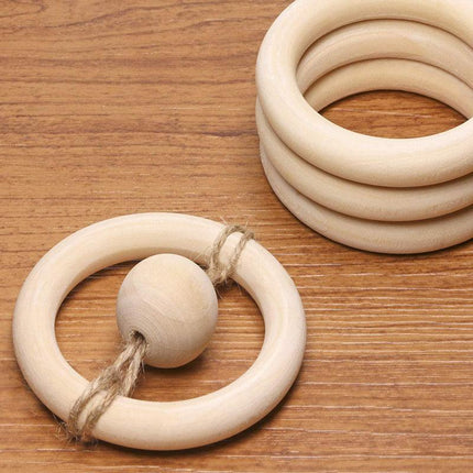 10-30pcs Unfinished Natural Wooden Round Ring Jewelry Making DIY Wood Craft 40mm - Aimall