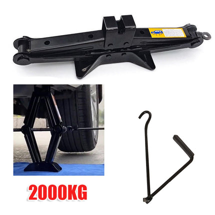 2 Ton Scissor Jack Car Van Wind Up Tyre Lift Chrome Crank Handle Emergency Tool