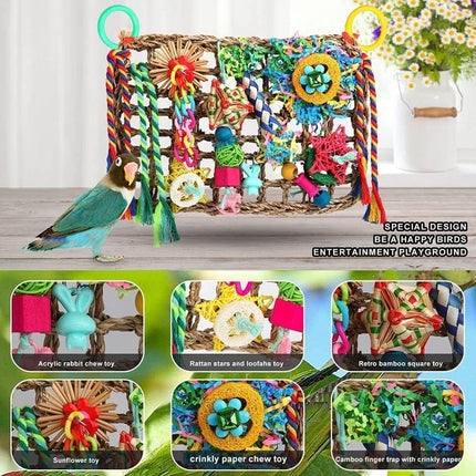 Bird Parrot Cage Toy Colourful Rattan Balls Puzzle Net Bird Supplies Accessories