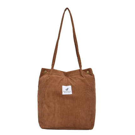 Women Corduroy Applique Tote Bags Handbag Messenger Canvas Shoulder Bag Travel - Aimall