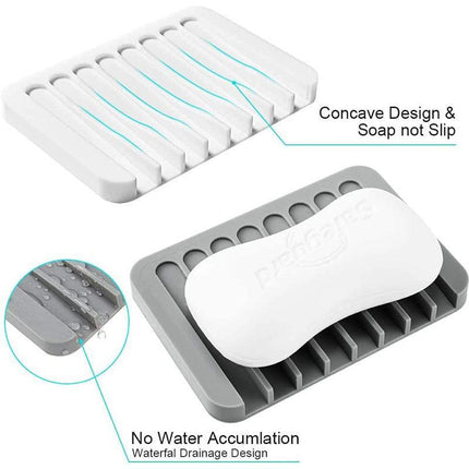 2X Silicone Soap Dish Soap Holder Rack Tray Plate Saver Storage For Bathroom new - Aimall