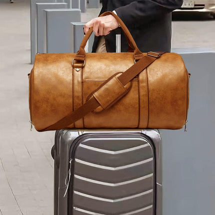 PU Leather Travel Duffel Bag Men Weekend Overnight Luggage Bag for Travel Sports