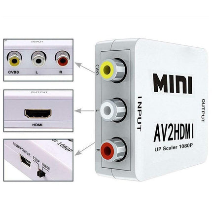 AV2HDMI Composite AV CVBS 3RCA to HDMI 1080p Converter Adapter Video Upscaler HD - Aimall