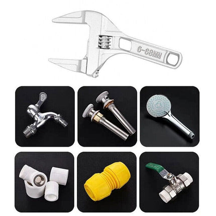 Wide Jaw Wrench Shifter Spanner 6-68Mm Adjustable Light Duty Key Hand Tool Light