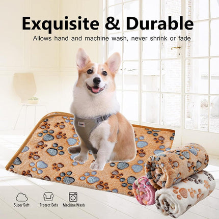 Small Pet Mat Paw Print Cat Dog Puppy Fleece Soft Pet Blanket Bed Cushion