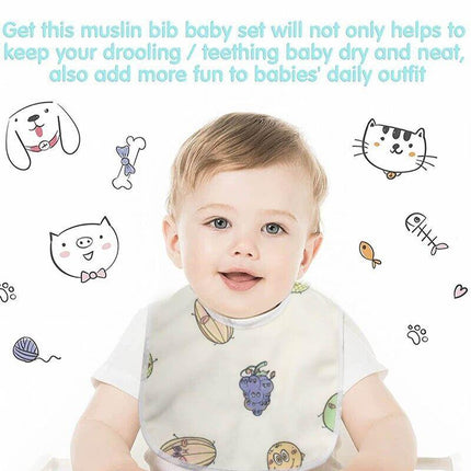 3X Baby Bibs Set Waterproof 100% Cotton Soft Kid Boy Girl Gift Adjustable 0-1yr - Aimall