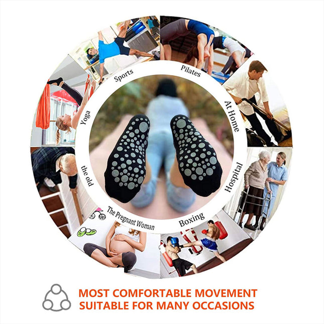3 Pairs Ladies Women Sports Cotton Rich Pilates Yoga Non-Slip Grip Socks