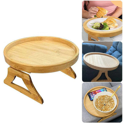 Wooden Sofa Foldable Tray Clip-on Sofa Armrest Tray Coffee Drink Snacks Holder - Aimall