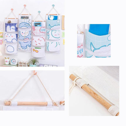 Bear Rabbit Sundry Storage Bag 3 Pockets Door Wall Hanging Organizer Pouch AU - Aimall