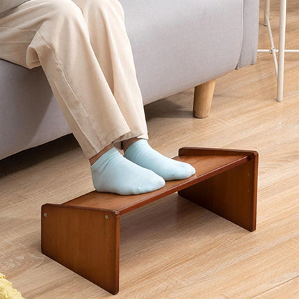 Home Office Bamboo Under Desk Footrest Adjustable Height Wooden Foot Rest Stool