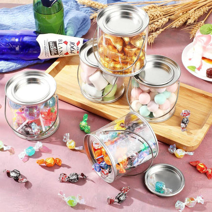 10pcs Cylinder Box with Iron Lid Round Bucket Candy Jar Storage Container
