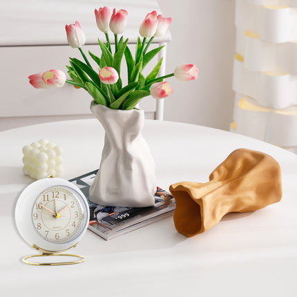 Simple Quiet Metal Alarm Clock with Night Light Battery-powered for Home Bedroom