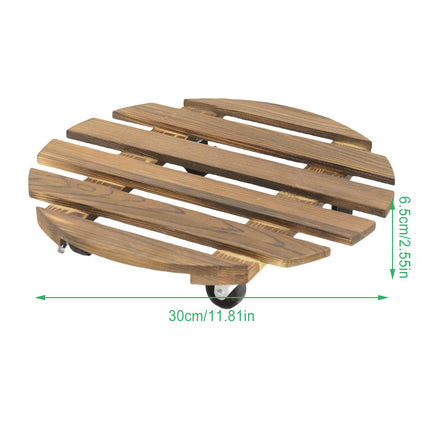 Round Swivel Caster Wooden Planter Stand Plant Pot Base for Plant Moving