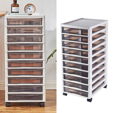 10-Layer Movable Chest of Drawers With Wheels Plastic For Home Office Storage
