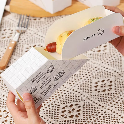 50pcs Sandwich Packing Box Paper Tray for Bread Hamburger Takeaway Food Storage
