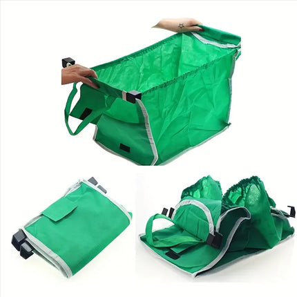 4 x Reusable Supermarket Shopping Trolley Clip-on Large Foldable Grab Handle Bag