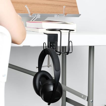 Clip-On Table Cup Holder Metal Cup Tray Adjustable Clip Anti-Slip Base Stable