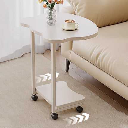 Moveable Side Table Rolling Wheels Sturdy For Sofa Bedside Living Room Use