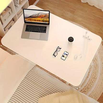 Bedside Table Movable Desk Simple White with Wheels Space Saving Home Office