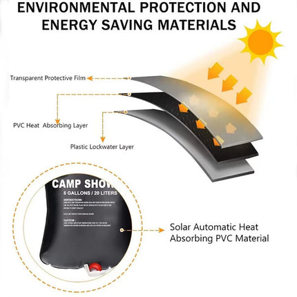20L Portable Camping Shower Bag Solar Heating Water Bag for Hiking Traveling
