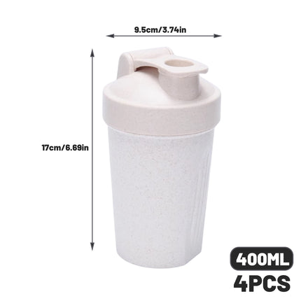 4PCS 400ml Shaker Bottles for Protein Powder Gym Fitness Sports Water Bottle