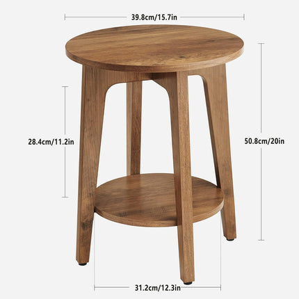 Wood Double-Layer Small Round Table Sturdy Stable for Home Living Room Decor