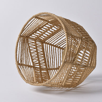 Brown Paper Rope Pendant Light Handwoven Rattan Style Lampshade for Home Decor