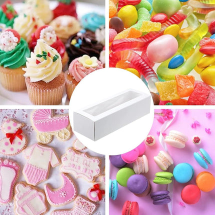 50pcs Macaron Boxes Open Window Pastry Drawer Packaging for Bakery Desserts